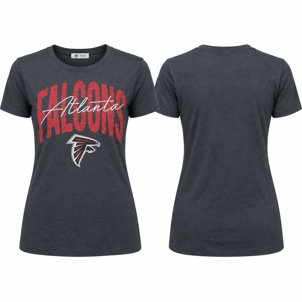 ’47 Brand Atlanta Falcons Womens Medium Black Graphic T-Shirt NFL NWT FF002TWMMR